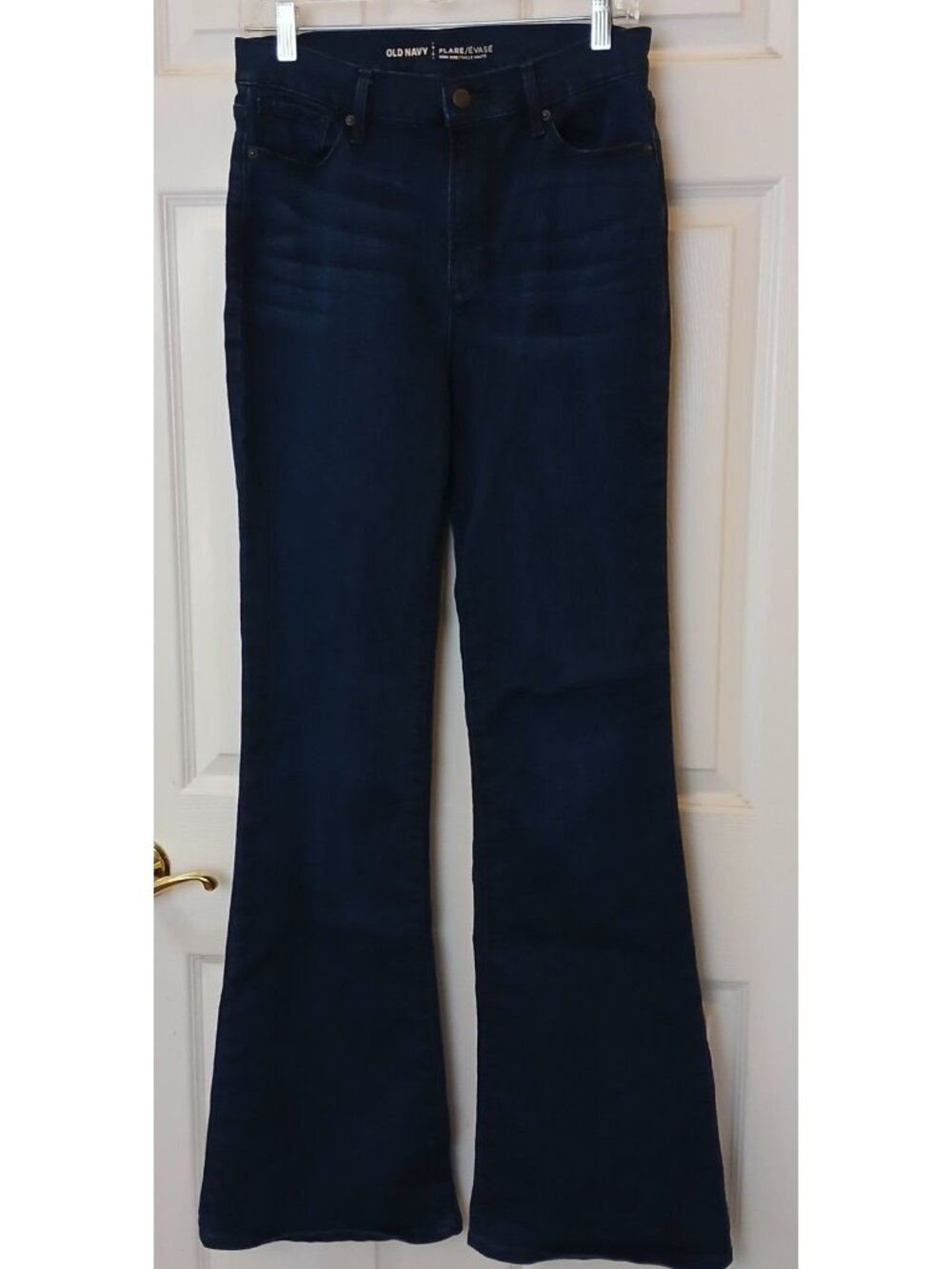 Old Navy High-Rise Flare Jeans 8 Tall Dark Wash Stretch Denim Modern Fit *N-35